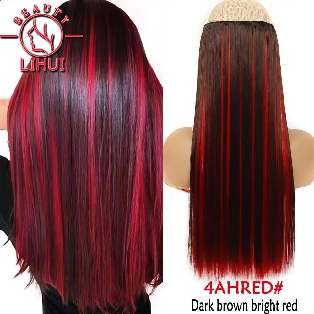 Synthetische natürliche synthetische Haarverlängerungen, 5 Clip-in-künstliche gefälschte Ombre-Blond-Braun-Schwarz-Rosa-gerade falsche Haarteile — image 2