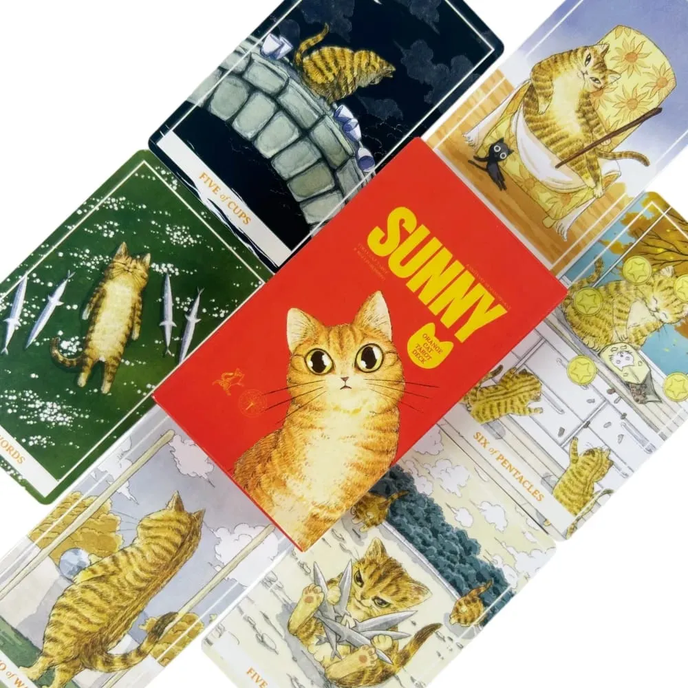 Sunny Orange Cat Tarot Cards A 78PCS Deck Best Gift-giving For Cat Lover Great For Beginners Meditation & Party Games