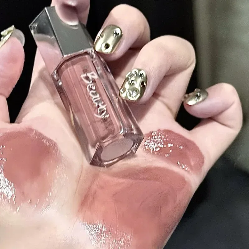 Glace Transparent marron brillant à lèvres hydratant brillant liquide rouge à lèvres nu eau lumière verre miroir lèvres glaçure maquillage longue durée