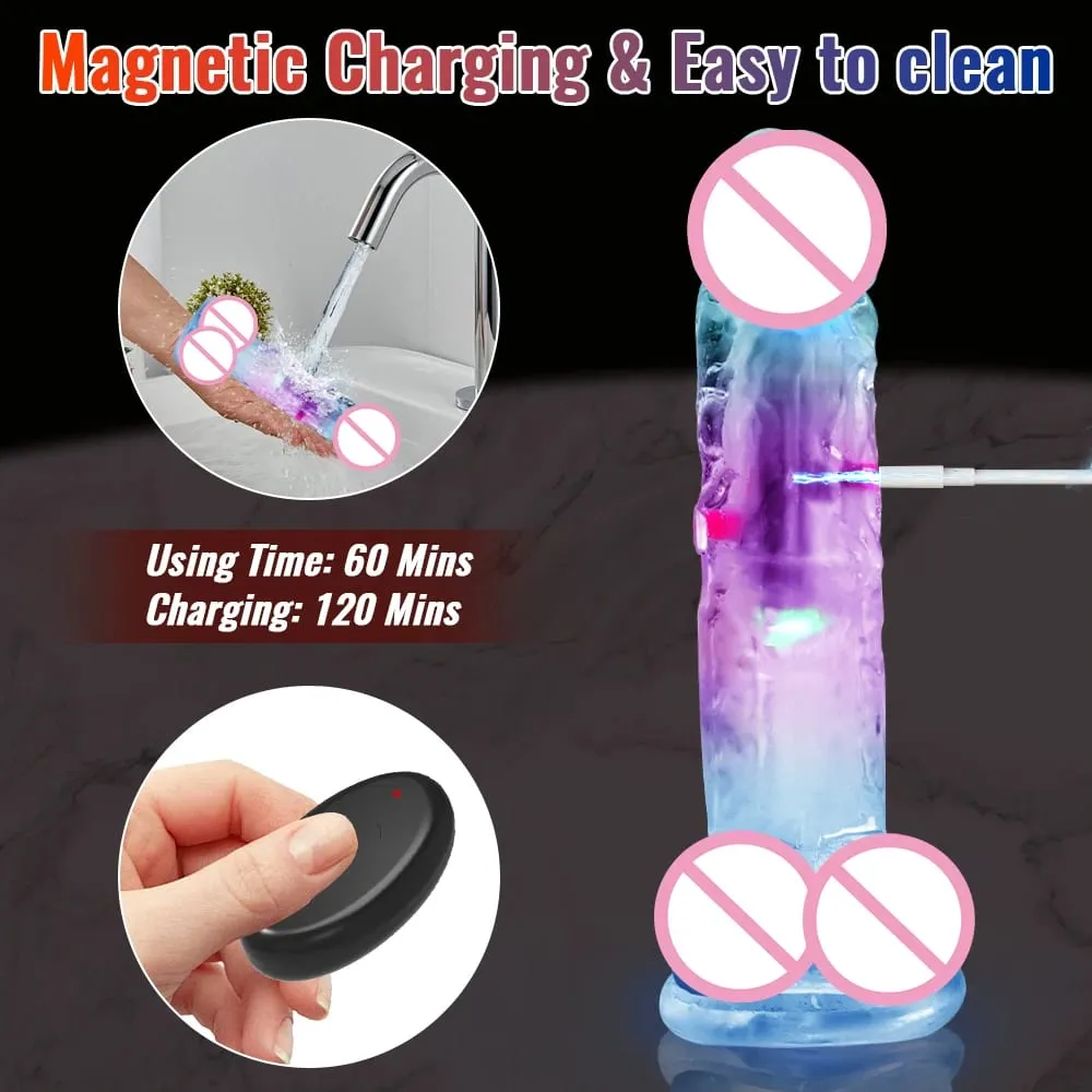 Remote Control Soft Realistic Dildo for Women G-spot Vibrator with LED Light Fake Penis Female Masturbation Sex Toy for Women