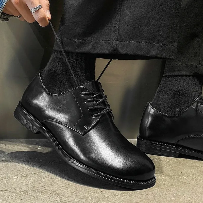 Herren-Derby-Schuhe mit runder Spitze und Schnürung, Retro, schlicht, rutschfest, atmungsaktiv, bequem, modisch, Pendlerschuhe — image 10
