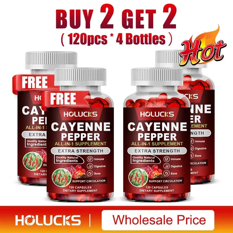 Cayenne Pepper Capsules with Vitamin D3 K2 Blood Circulation Promote Digestion Boost Metabolism Support Joint Bone Health — image 12