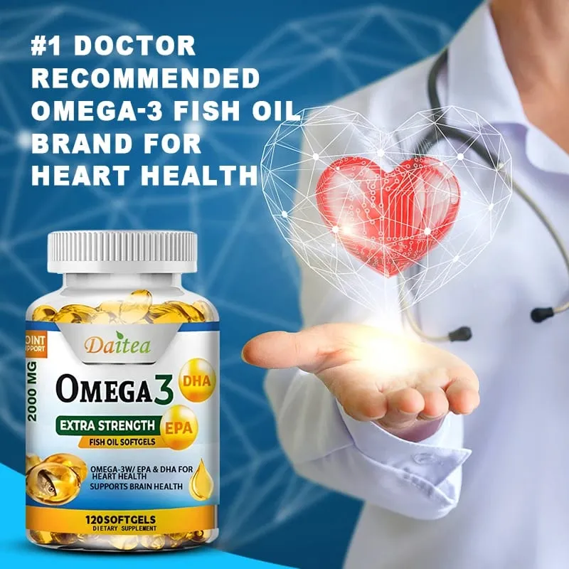 Daitea Omega-3-Fischöl – EPA und DHA 2000 mg – 60/120 Kapseln – allgemeine Gesundheit und Immununterstützung, gentechnikfrei, glutenfrei — image 5