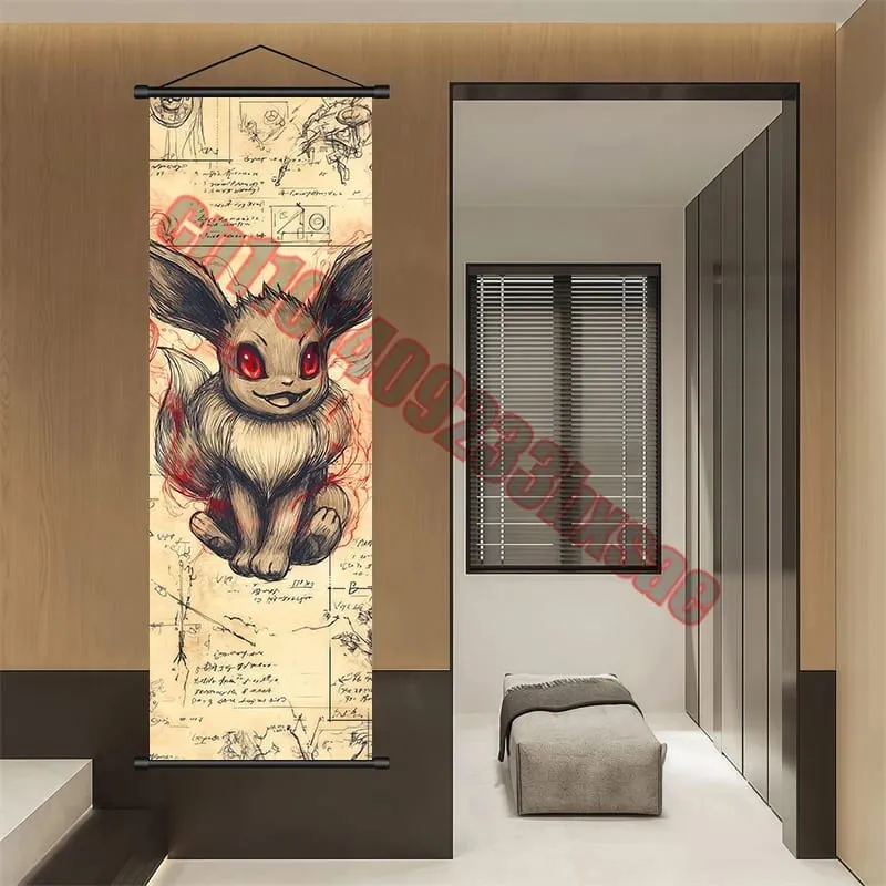 Printed Pokemon Poster Anime Wall Artwork Gengar Pictures Charizard Painting Canvas Pikachu Hanging Scrolls Home Room Decor