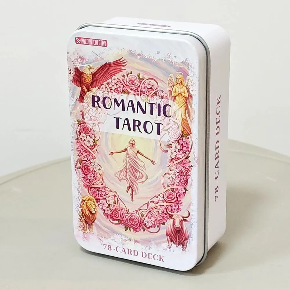 สีชมพูแฟนตาซีโรแมนติก Tarot Deck ดีบุกกล่อง 11*6.2 ซม.78-การ์ดเต็มรูปแบบพร้อมคำแนะนำหนังสือ Spiritual Divination Oracle