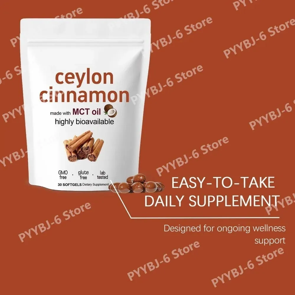 Ceylon Cinnamon Softgels 30 Count Natural Cinnamon Extract Supplement for Daily Wellness Digestion & Vitality Support