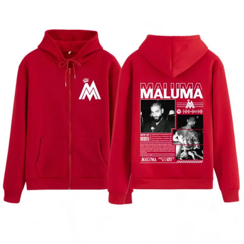 Rapper MALUMA Album Tour 2025 Zipper Hoodie Men Women Fashion Loose Jacket Coats High Quality Casual Hip-hop Vintage Sweatshirts — image 3