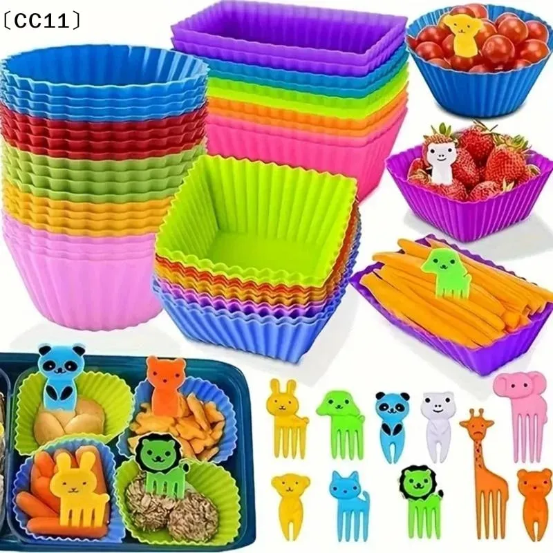 12/24Pcs Silicone Lunch Box Dividers Bento Lunch Box Dividers Lunch Dividers Dish Cups Salad Dressing For Kid Lunch Access〔CC11〕