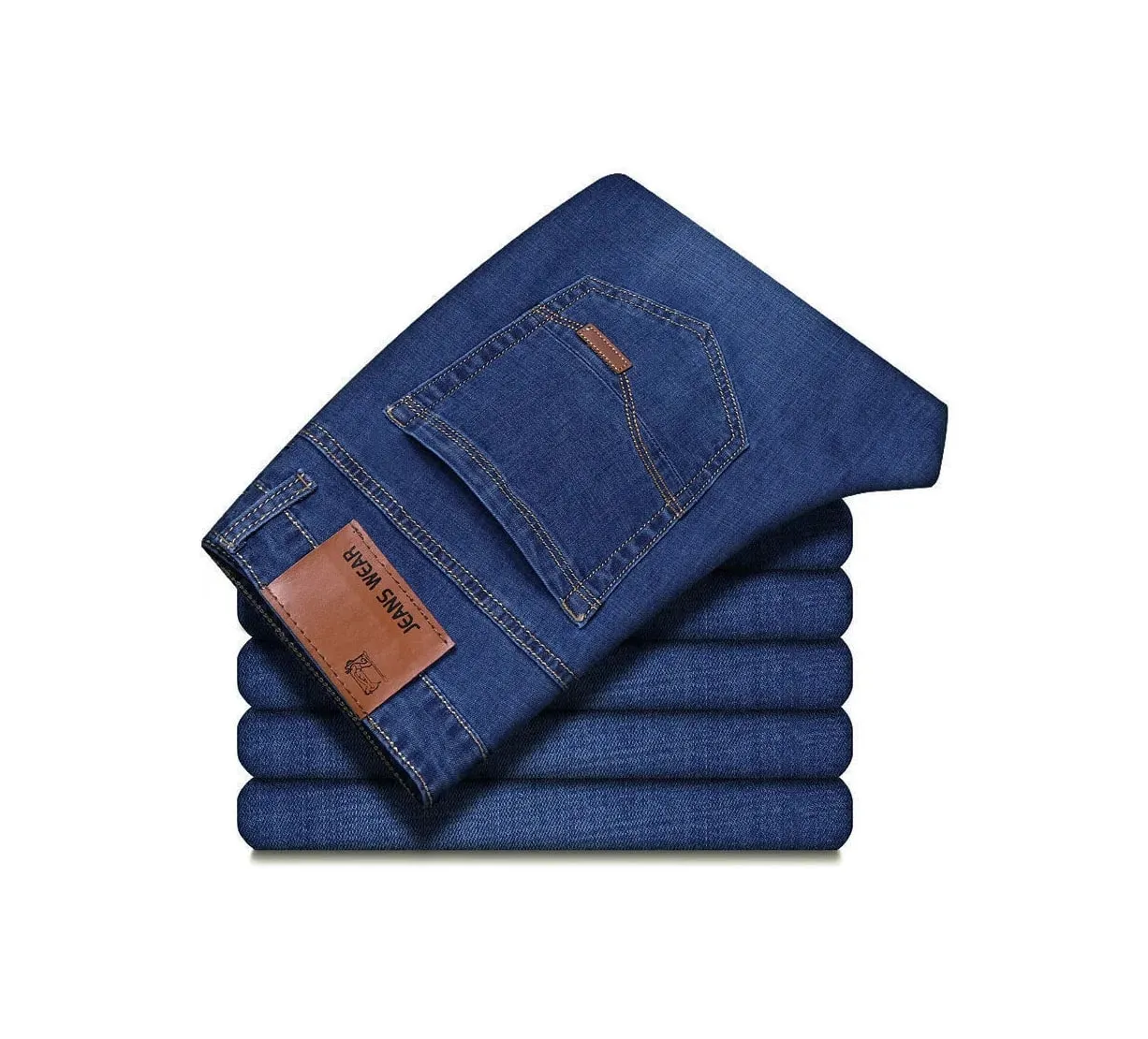 2025 New Autumn Classic Men's Fitted Stretch Jeans High-end Blue Black Casual All-Match Pants Straight Leg Men's Pants — image 4