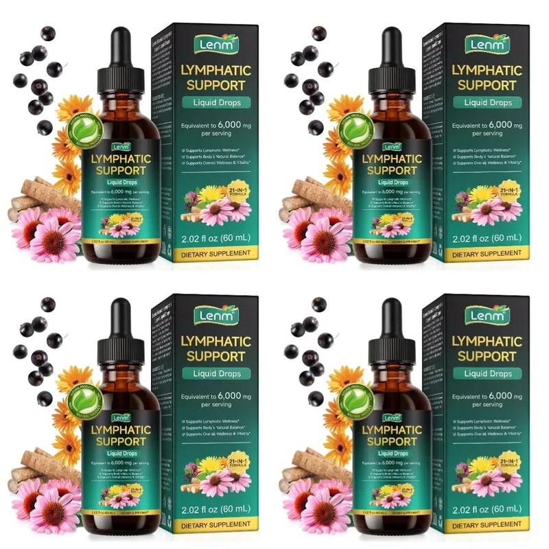 Lenm 60 ml système lymphatique nettoyer soutien immunitaire suppléments liquides gouttes lymphatiques organiques naturelles à base de plantes pour BalanceSupport