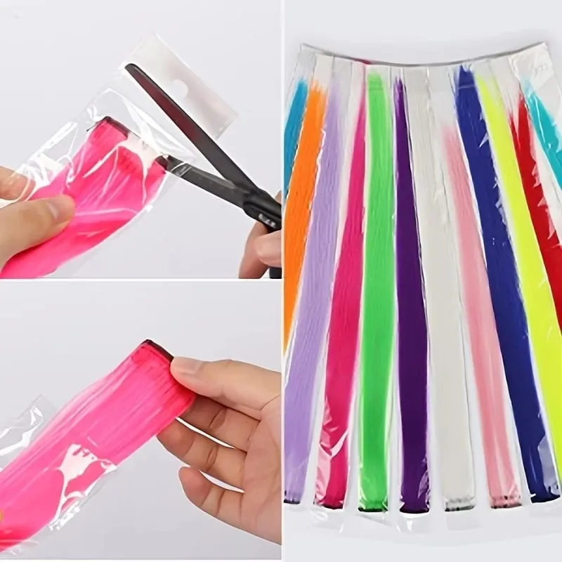 20Inch Synthetic Colorful 5pcs/set Clip Hair Extensions High Temperature Long Straight Hairpieces for Women Daily Party Use — image 5