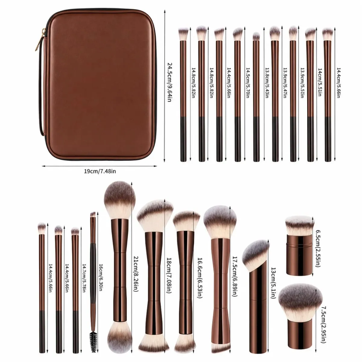 20pcs Set of Facial Makeup Brushes with a Brush Bag Including Foundation Brush Blush Brush Powder Brush Eyeshadow Brush Eye — image 5