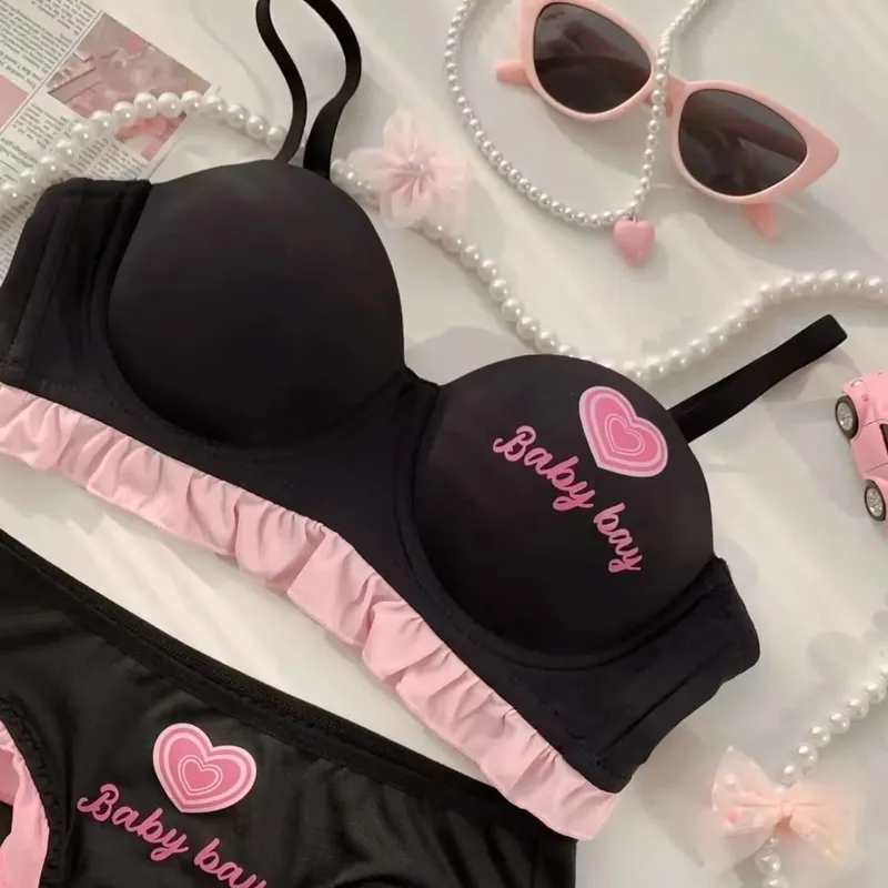 Lolita Inspired Lingerie Set for Small Chest Wireless Push Up Bralette to Enhance Curves Sweet Barbie Style Bra & Tushy Panty — image 8