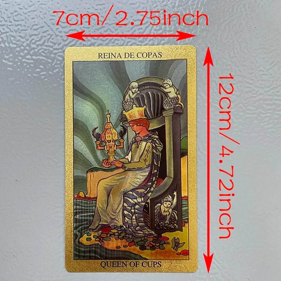 Golden Foil Tarot Cards Game Spanish English Bilingual Divination Deck with Guide Prophecy Oracle Reading Set for Beginners — image 5