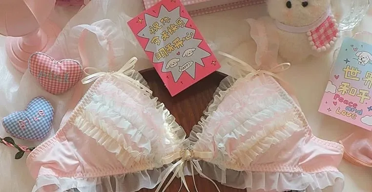 Japanese Lolita Princess Lingerie Women Pure Desire Cake Layer Lace Mesh Cotton Crotch Party Bra Panty Set Cute Comfortable Soft — image 10
