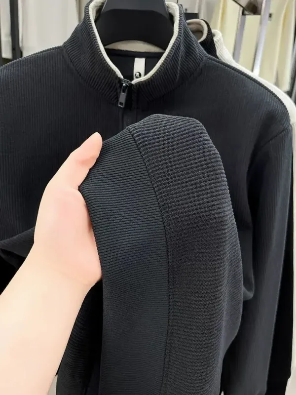 Autumn Men's Sweatwear Warm Pullover Solid Half Zipper Casual Long Sleeve Hoodie Thicken Half Turtleneck Sweatshirts Winter Tops — image 4
