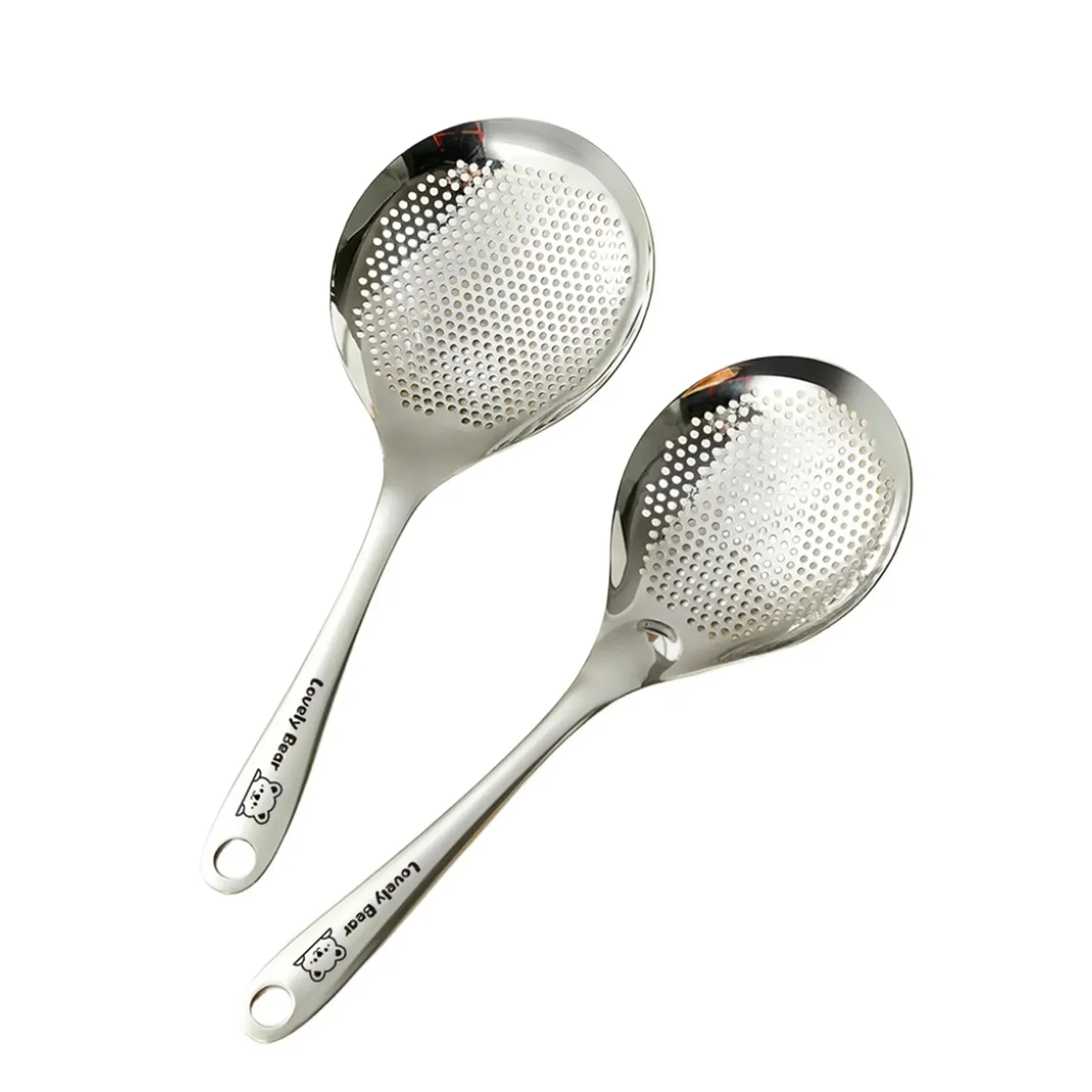LFGB Certified Pure 304 Stainless Steel Kitchen Cooking Colander Ultra Thick 33cm Handle 12.5cm Head Sieve for Potato Frying — image 2