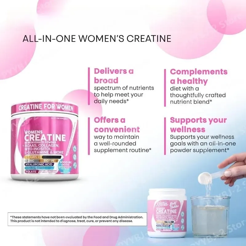 ผู้หญิง Creatine Powder 300g ประกอบด้วย Creatine Monohydrate BCAA และกรดอะมิโนสำหรับสุขภาพประจำวันโภชนาการและการออกกำลังกาย — image 3