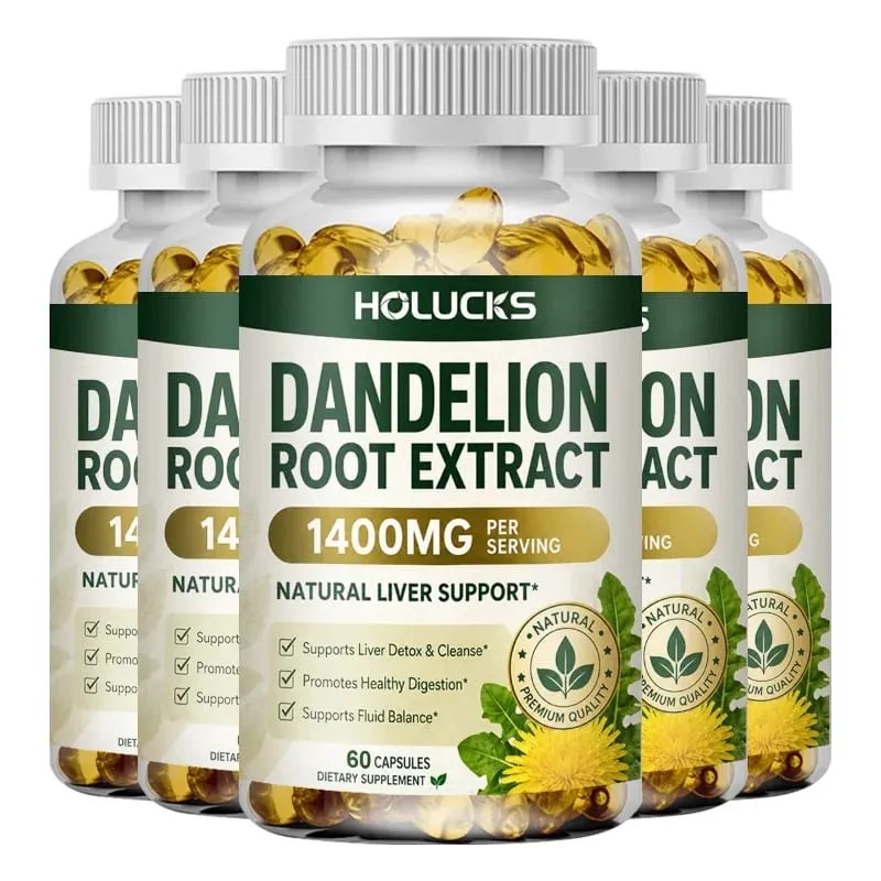 Natural Dandelion Root Extract 1400mg Capsules Support Liver Detox Cleanse Aid Digestive Fluid Balance & Light Daily Vitality