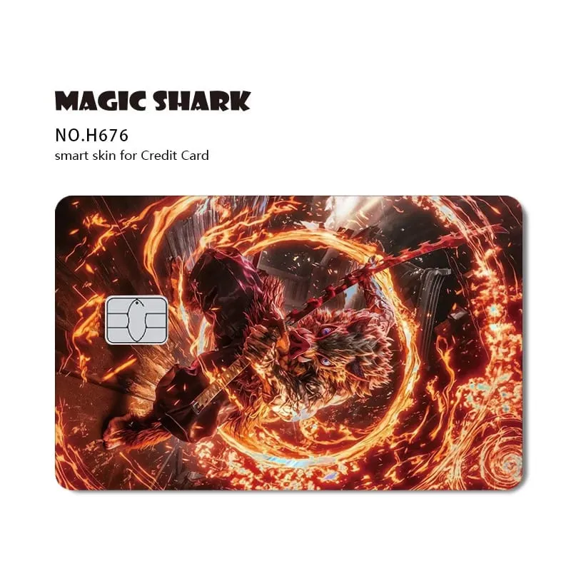 Magic Shark 2026 New Hot Demon Slayers Anime Shinny Holographic Laser Skin Cover Sticker Film for Debit Credit Bank Card