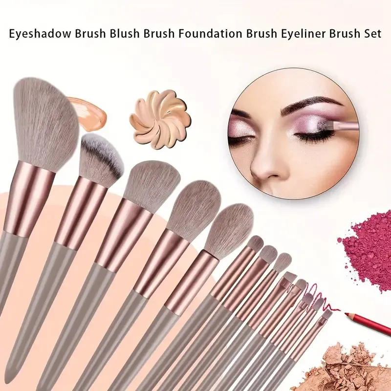 13Pcs Makeup Brushes Tool Set Cosmetic Powder Eye Shadow Foundation Blush Blending Beauty Make Up Brush For Makeup Starters Gift