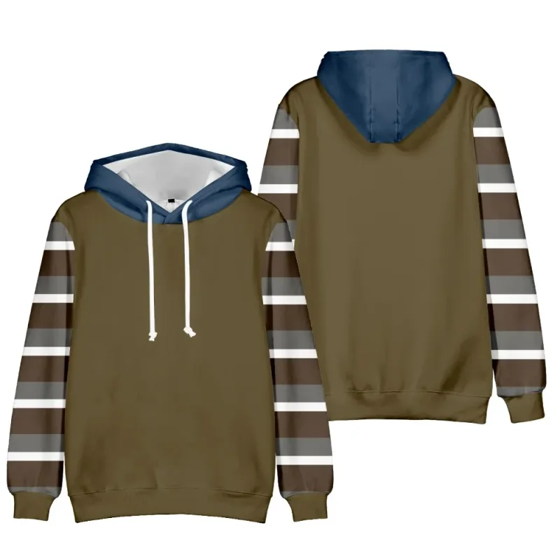 2024 Fesyen Bercetak Corak Berjalur Pullover Lelaki Kasual Bersaiz Besar Hoodie Longgar Street Design Harajuku Baju Sweat Lelaki — image 12