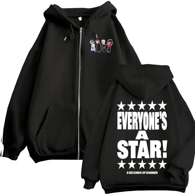 5 Seconds of Summer Everyone's A Star World Tour Zip Up Hoodies Men Women Harajuku Hip Hop Gothic Jacket Sweatshirt Hoodie Coats — image 16