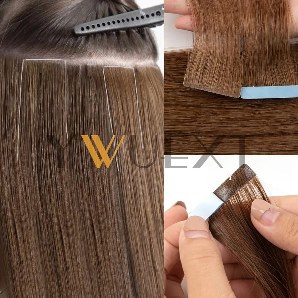 Invisible PU Skin Weft Hair Extensions Natural Straight Machine Remy Seamless Adhesive Tape In Human Hair 10pcs/pack — image 8