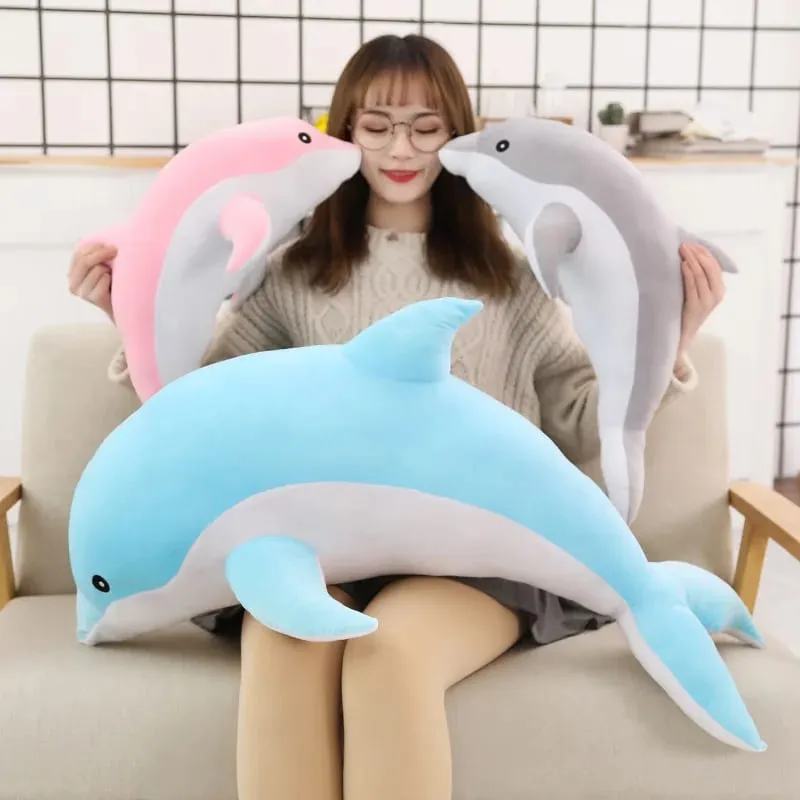 Children Dolphin Pillow Doll Sleeping On Bed Girl Doll Birthday Gift Ocean World Plush Toy for Kids Large Doll Peluches Gifit — image 7
