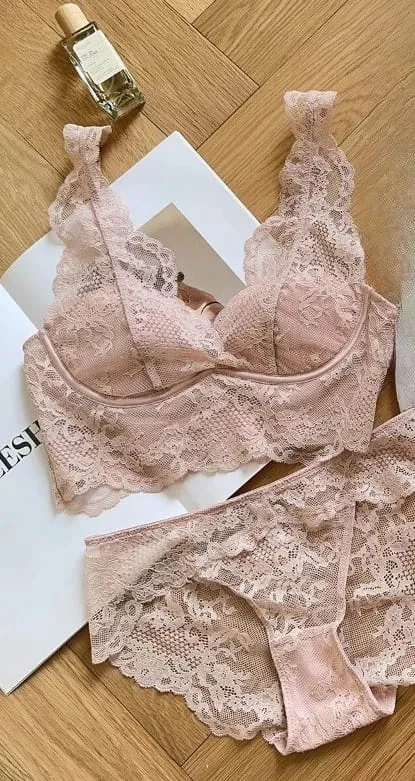 Women's French Lace Bralette Push Up Gathering No Underwire Backless Bra Sets Sexy See Through Lingerie Outerwear Camisole Top — image 12