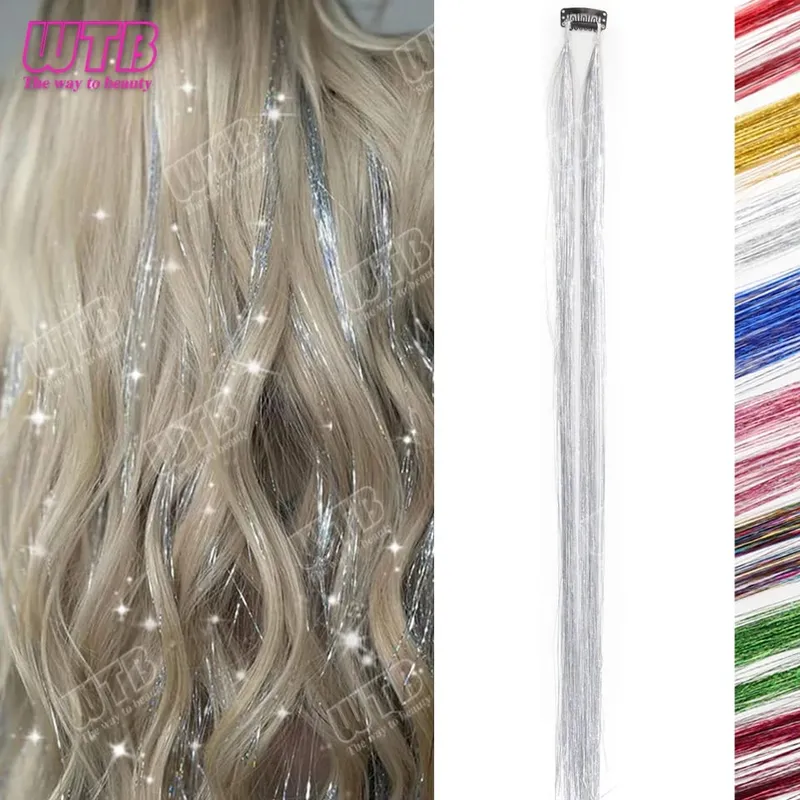Multi-Color Glitter Synthetic Hair Extension Wig BB Clip Style Suitable for Women and Girls to Wear During Holidays and Events — image 9