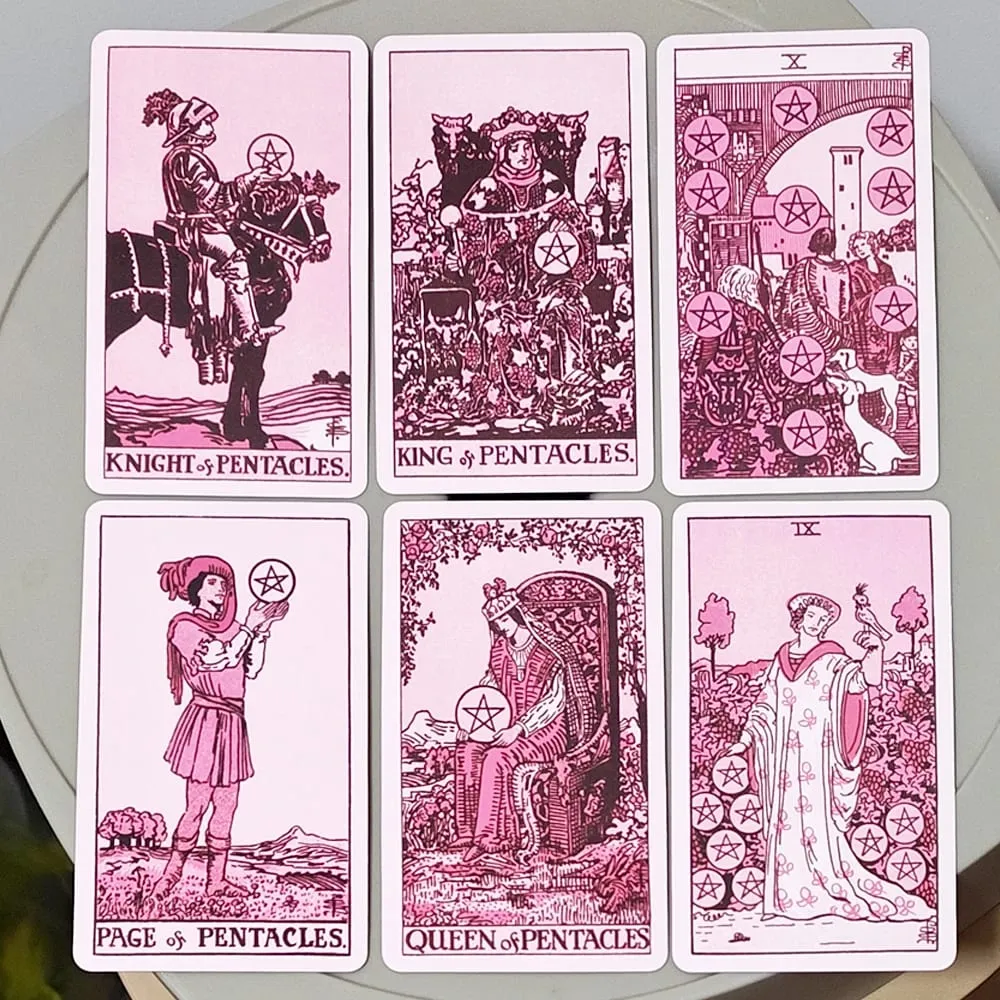 Rose Rider Tarot Deck in Tin Box - 78 Classic Vintage Pink Tarot Cards 11*6.2cm with Guidebook Aesthetic Rose Pink — image 2
