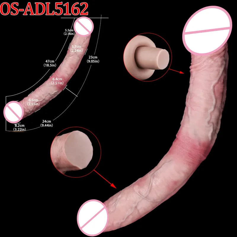47 cm Realistische Lange Dildos Doppel Kopf Anal Vaginal Stimulator Sex Spielzeug Mit Sauger Für Lesbische Paare Homosexuell Männer erwachsene Werkzeuge