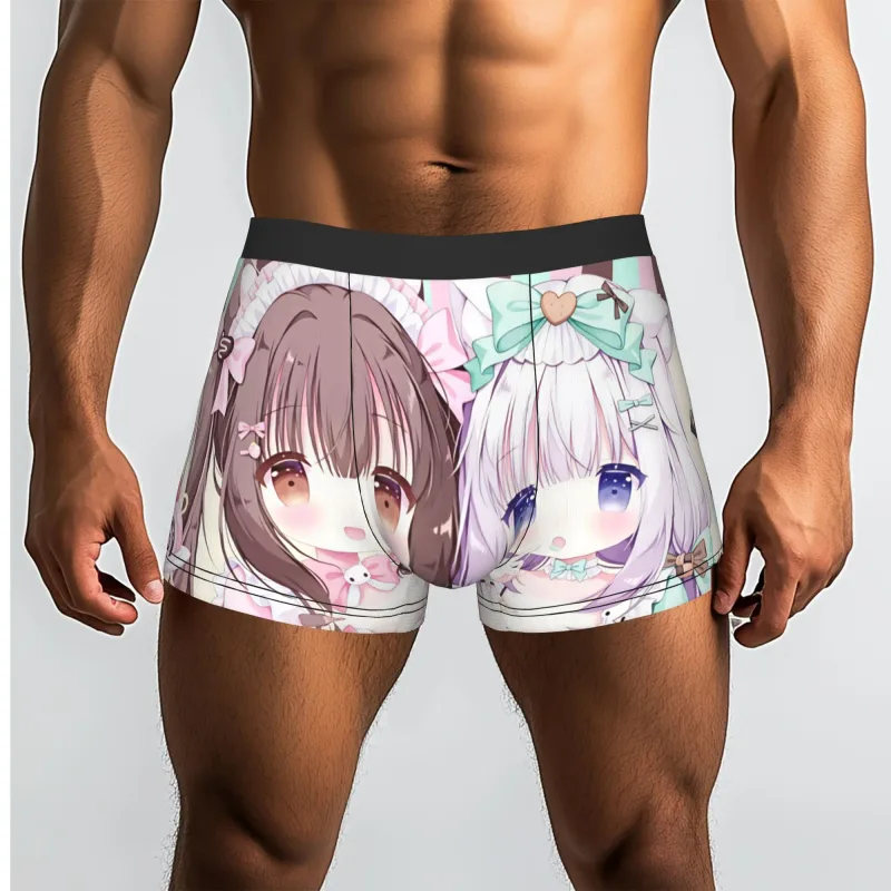 أنيمي N-Nekopara الشوكولاته الفانيليا الملابس الداخلية الرجال المطبوعة لعبة سراويل داخلية للرجال السراويل سراويل داخلية لينة