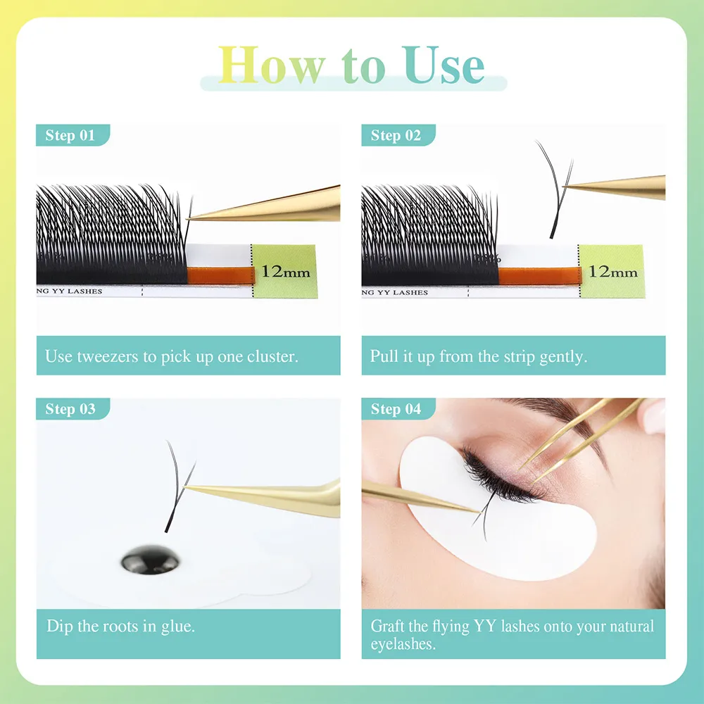 บิน YY Fox Eye Lashes Y รูปร่างขนตานุ่มธรรมชาติ Premade ปริมาณแฟน Bundle ขนตาแต่งหน้า — image 3