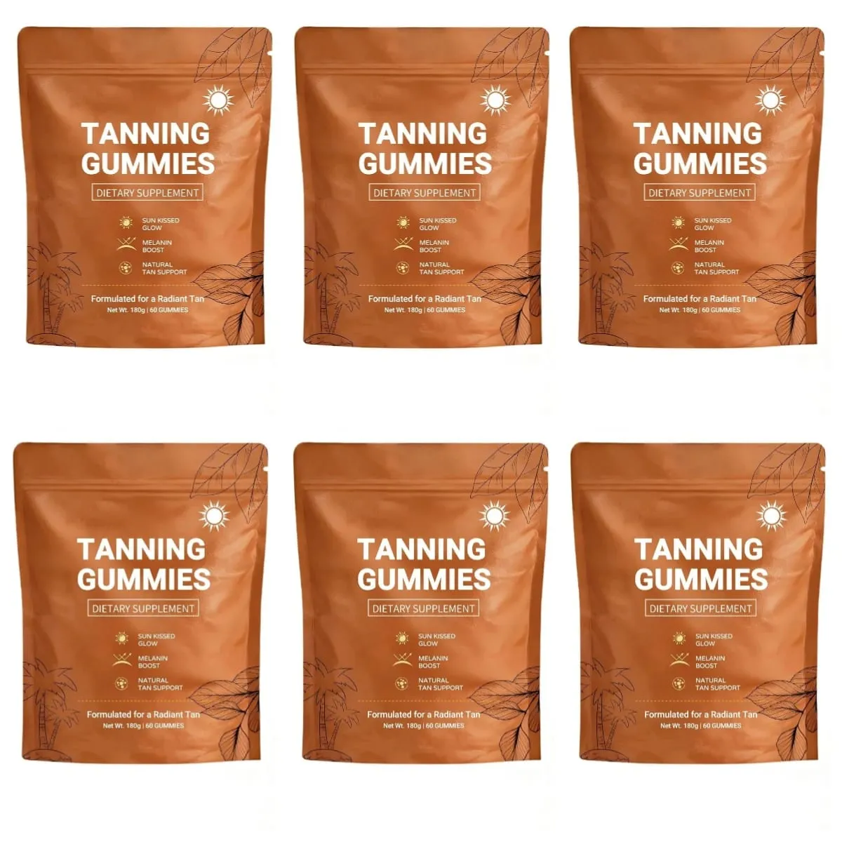 Tanning Gummies til kvinder Solfri Bronzing Glow Support Vegansk Sukkerfri Ikke-GMO Astaxanthin & Lycopen 60 Antal — image 10