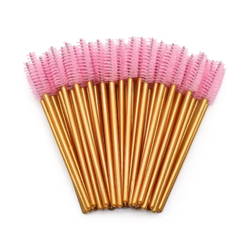50Pcs Disposable Eyelash Makeup Brush Mascara Wands Gold Mini Eye Lash Brushes Short Eyebrow Comb Eyelashes Extension Tool — image 11