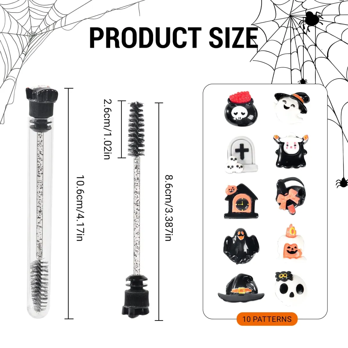20Pcs Halloween Eyelash Spoolies Mascara Wands for Extensions Spooky Skull Pumpkin Gothic Eyebrow Brushes Lash Tech Supplies Gif — image 5