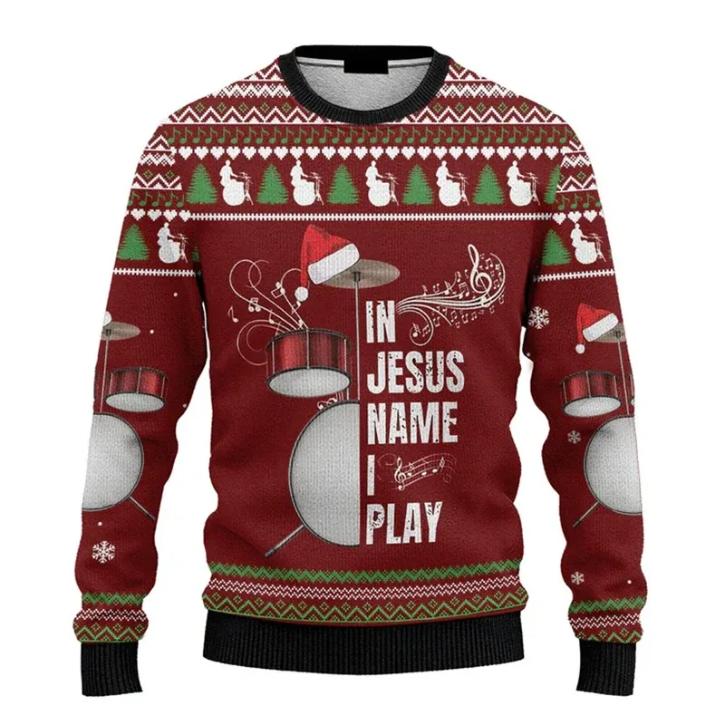 New 2026 Ugly Christmas Sweater Men Santa Claus Pattern Pullovers Women 2026 New Year Merry Christmas Crew Neck Sweatshirts — image 3
