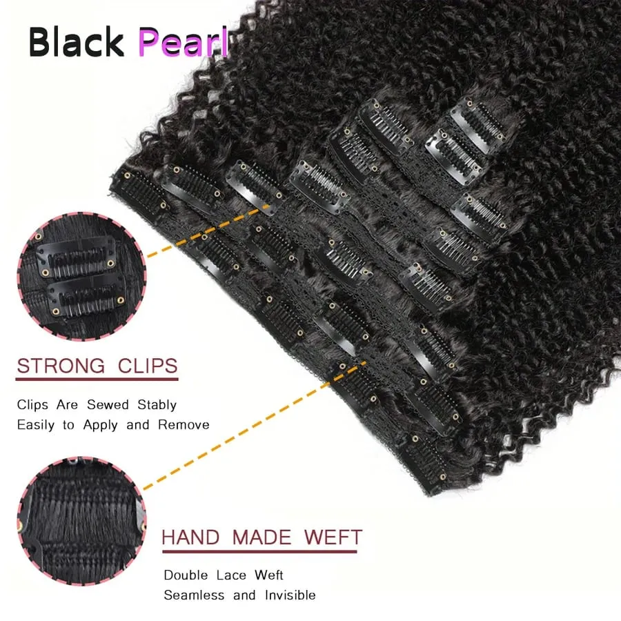 Achieve Salon-Perfect Voluminous Curls with Black Pearl Jerry Curly Clip-InsBrazilian Remy Human Hair 7-Piece/150g Defined Curly — image 3