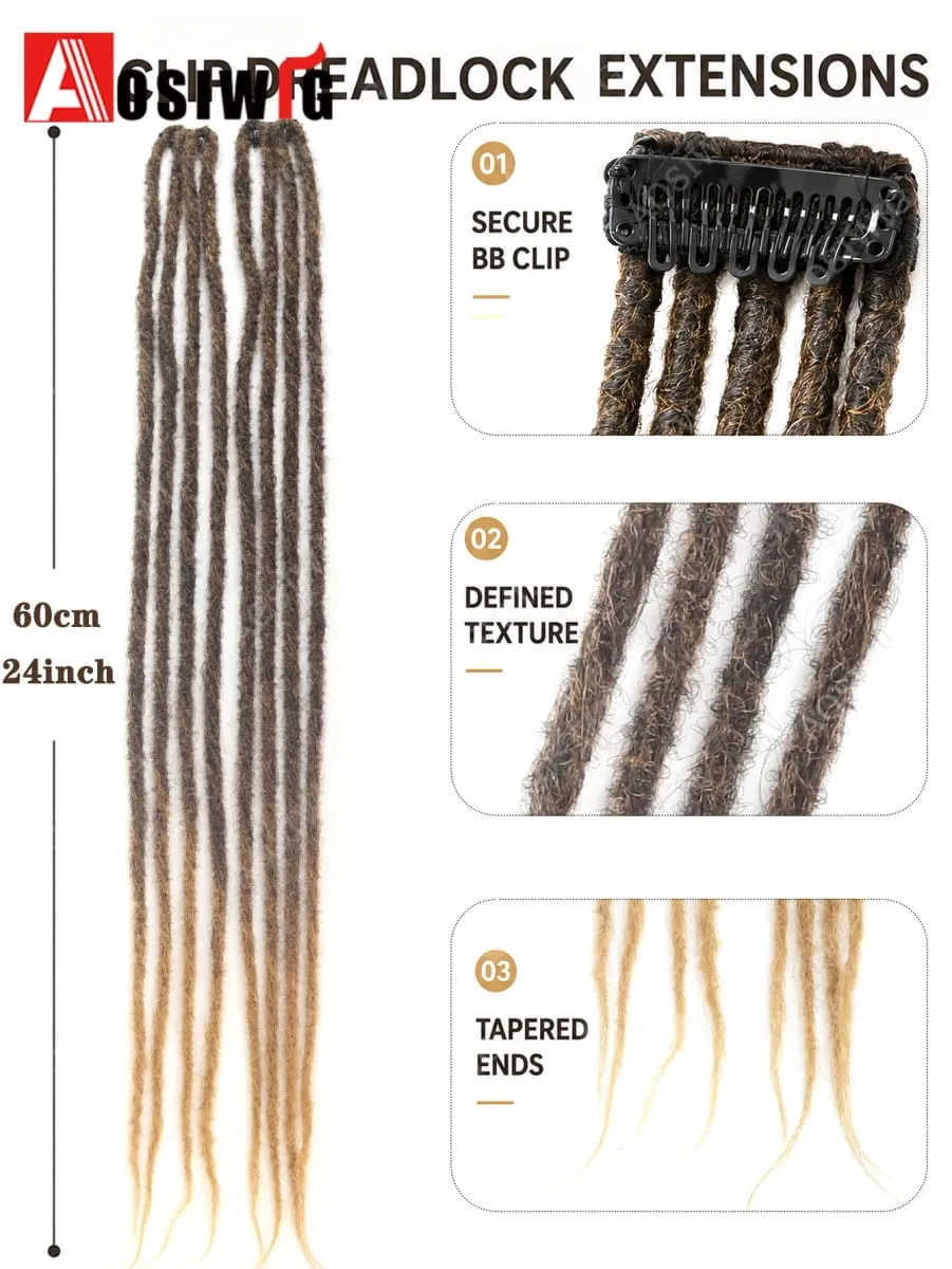 Long Dreadlocks Clip In Hair Extensions for Women Synthetic Braided Hairpieces Boho Faux Locs Hair Braids Festival Party Hair Ac — image 2