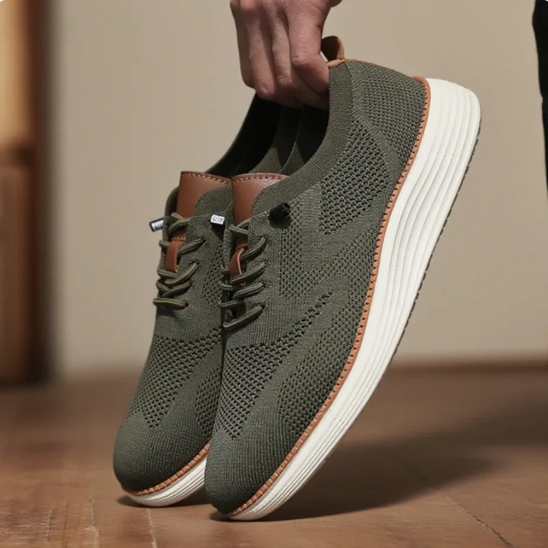 Männer Casual Wanderschuhe Atmungsaktive Mesh Stricken Turnschuhe Heißer Verkauf Bestseller Leichte, Nicht-slip Flache Spitze Up Laufschuhe männer