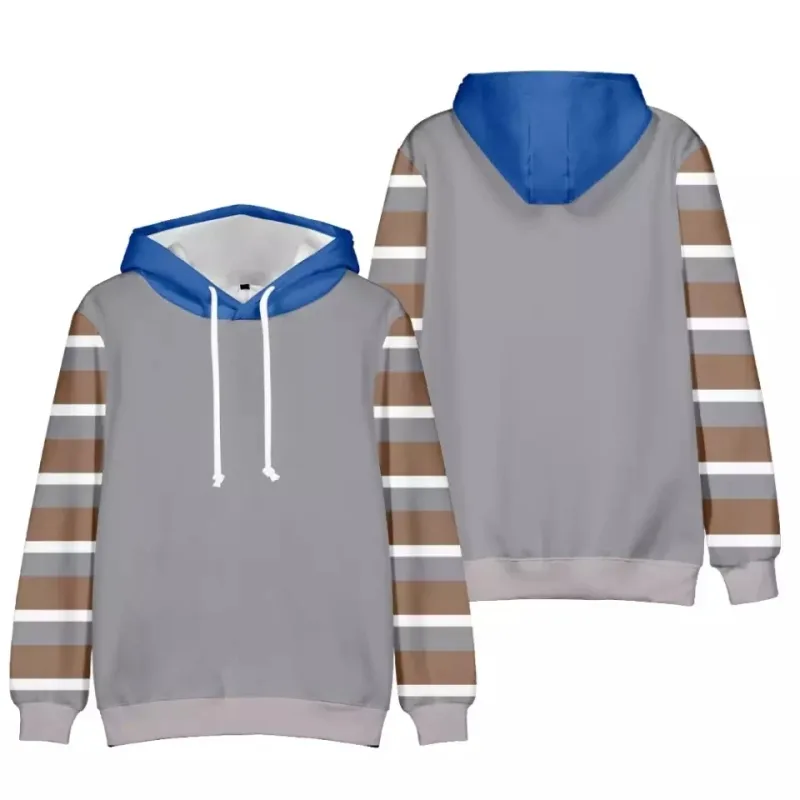 2024 Fesyen Bercetak Corak Berjalur Pullover Lelaki Kasual Bersaiz Besar Hoodie Longgar Street Design Harajuku Baju Sweat Lelaki — image 4