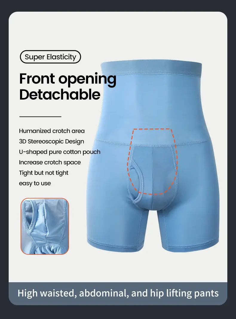 Sportunterwäsche für Herren: hoch taillierte, gürtelgeschwungene, große, verlängerte Shorts, die nicht an den Beinen scheuert, die Taille schützt und flach geschnitten ist — image 3