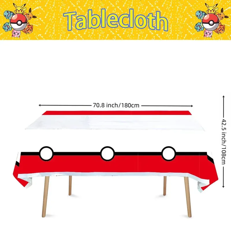 1/10 ชิ้น Pokemon ผ้าปูโต๊ะวันเกิดตกแต่งผ้าปูโต๊ะแบบใช้แล้วทิ้ง Pikachu Tablecover เด็กของขวัญวันเกิดอุปกรณ์อาบน้ำเด็ก