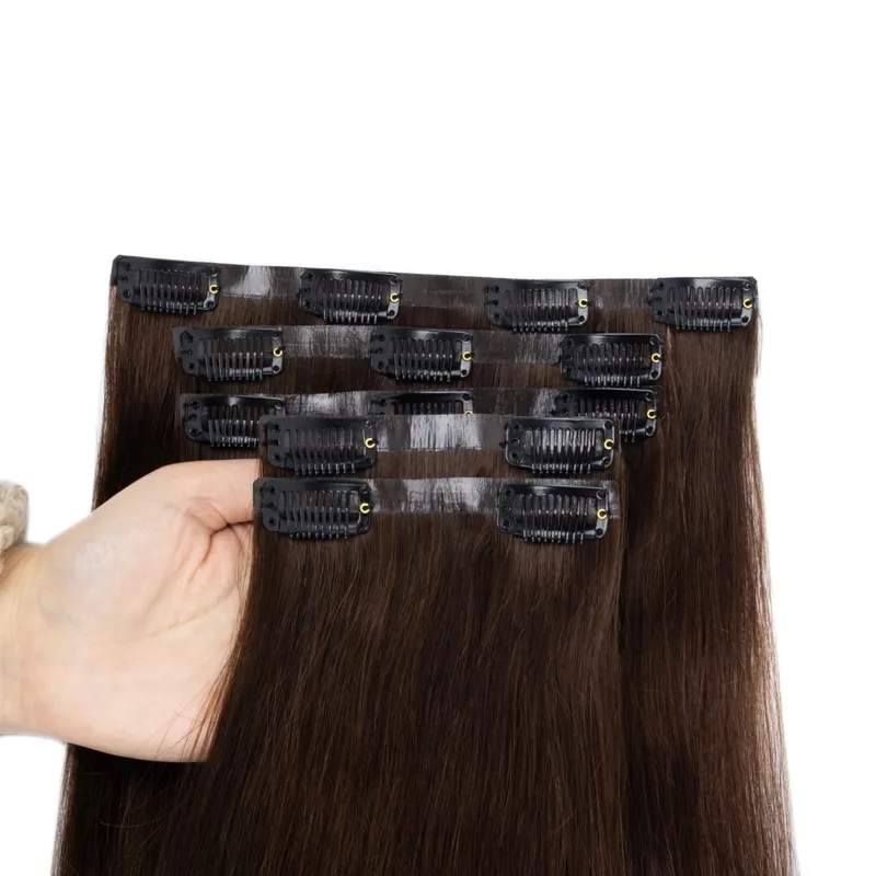 Invisible Thick PU Clip in Hair Extensions Real Human Hair Straight Remy Hair Clip in Hair Extensions 7pcs for Women Daily Use — image 12