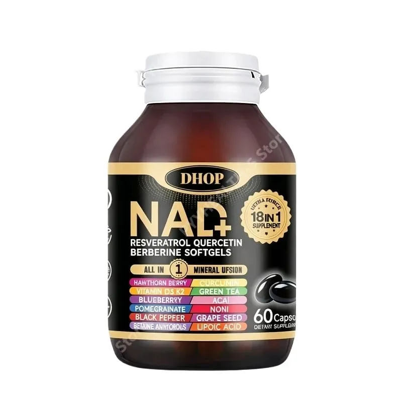 NAD+ Softgels with Resveratrol Quercetin Berberine Softgels 18-in-1 Supplement for Overall Health Support 60 Capsules