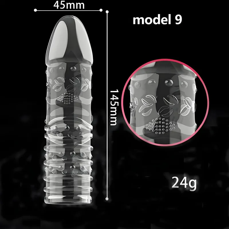 Penis Covers Extender Men's Condoms Crystal Penis Condoms Finger Cock Ring Adult Sex Toy For Sex Male Longer Lasting — image 10