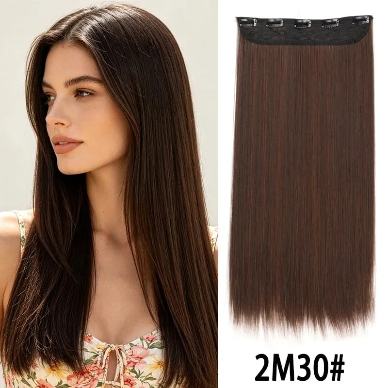 24Inch Synthetic Long Straight Hair Extension One Piece Clip On Hairpiece for Women Increase Hair Volume Daily Party Hairstyle — image 10