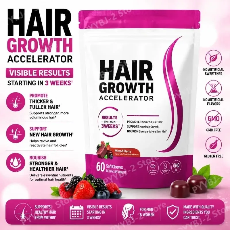 Hair Vitamins Gummies Berry Flavor 60 Count Nutrition Supplement with Biotin & Vitamins C E — Promote Wellness Hair Growth — image 1